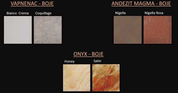 Vapnenac Andezit magma Onyx boje limestone colors 2