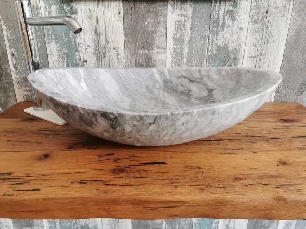 ovalni mramorni umivaonik od Carrara mramora moderna kupaonica ROCKAMEN