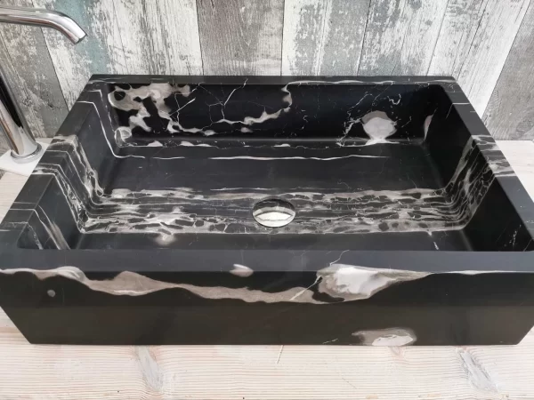 Moderni umivaonik od prirodnog mramora Portoro mramor moderna kupaonica luksuzni kameni umivaonik