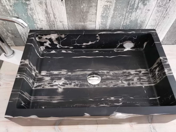 Moderni umivaonik od prirodnog mramora Portoro mramor moderna kupaonica luksuzni kameni umivaonik preuredenje