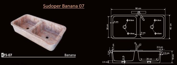Sudoper Banana 07 travertin kitchen sink
