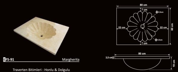 Umivaonik od travertina Margherita 91 travertin mramor vapnenac Andezit magma Onyx limstone marble dimenzije