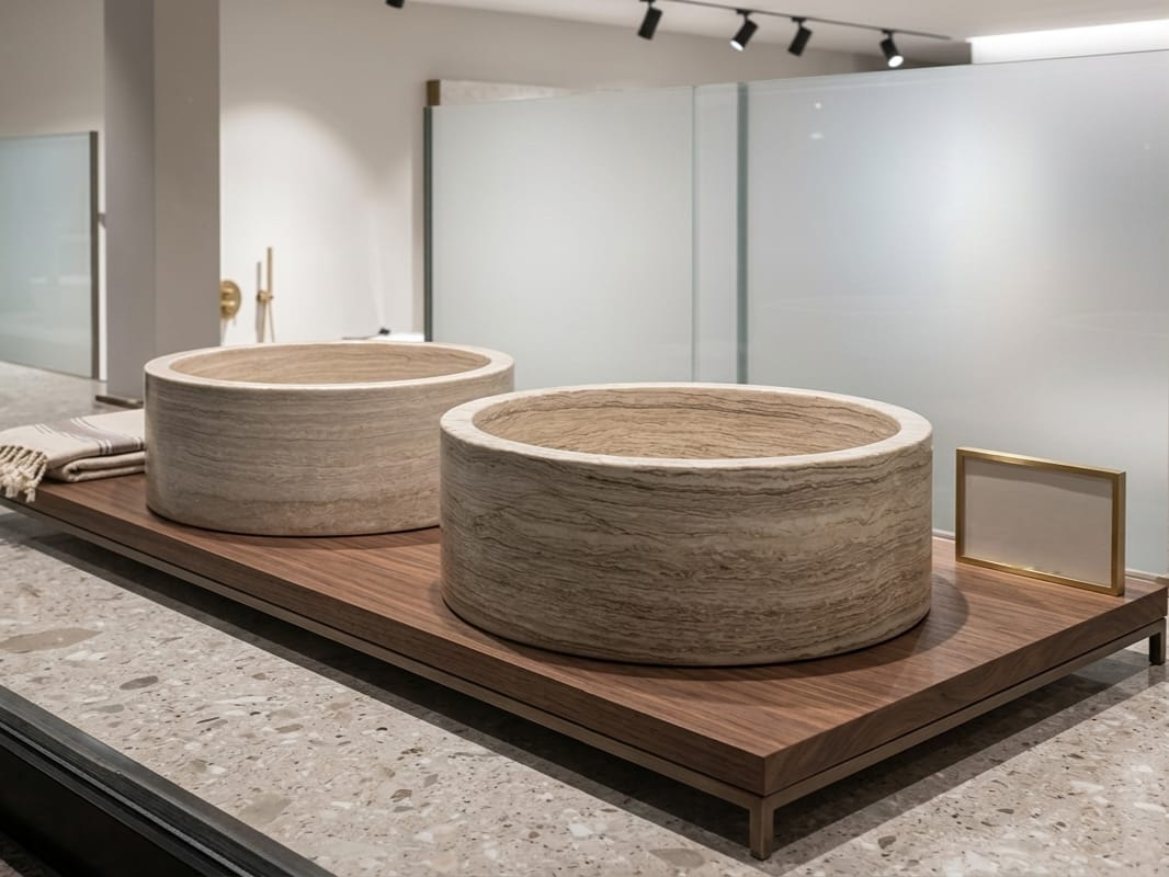 Komplet za luksuznu kupaonicu Umivaonici klesani od mramora u izlogu za prodaju Komplet za luksuznu kupaonicu Umivaonici klesani od mramora u izlogu za prodaju